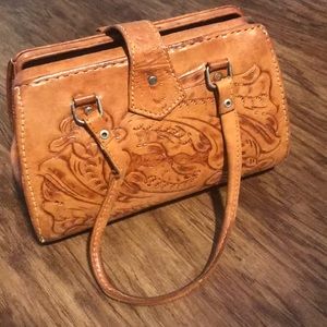 Handcrafted VINTAGE Leather embossed purse